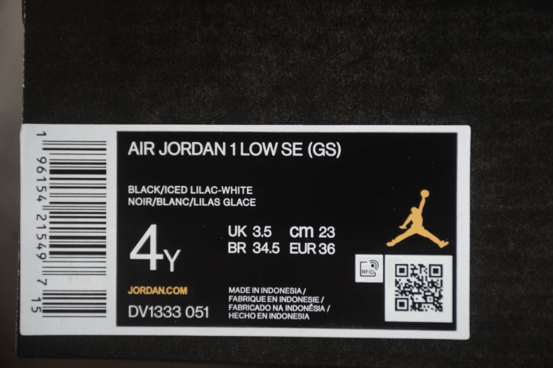 Jordan 1 Low SE GS Black Iced Lilac