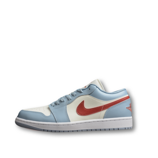 Jordan 1 Low Blue Whisper & Dune Red